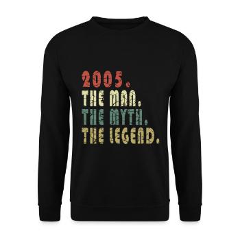 Original 2005 Vintage | Geburtstagsgeschenk 2005 - Unisex Pullover - Schwarz - Vorne - Alina (178cm) & Michal (187cm)