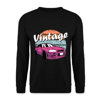 Vintage Car Retro - Unisex Sweatshirt - black - Front - Alina (178cm) & Michal (187cm)