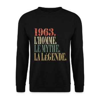 Jahrgang 1963 Legende Geburtsjahr 1963 Geschenk - Unisex Pullover - Schwarz - Vorne - Alina (178cm) & Michal (187cm)