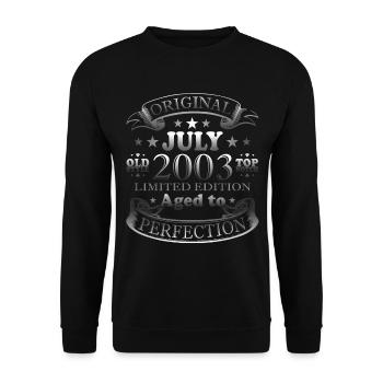 Anniversaire juillet 2003. Don juillet 2003. - Sweat-shirt Unisexe - noir - Devant - Alina (178cm) & Michal (187cm)