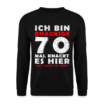 70 Geburtstag 70 Jahre Siebzig Geburtstag 1950 - Unisex Pullover - Schwarz - Vorne - Alina (178cm) & Michal (187cm)