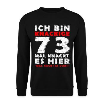 73. Geburtstag Mann Oldtimer Juli Jahrgang 1950 - Unisex Pullover - Schwarz - Vorne - Alina (178cm) & Michal (187cm)