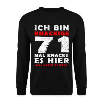 71 Jahre 71 Jährige 71 Jähriges - Unisex Pullover - Schwarz - Vorne - Alina (178cm) & Michal (187cm)