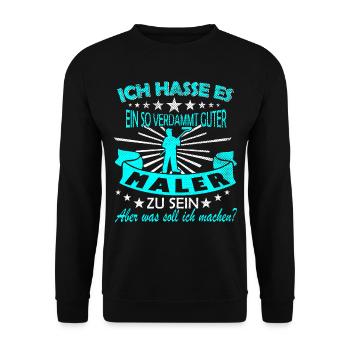 Maler Spruch - Unisex Pullover - Schwarz - Vorne - Alina (178cm) & Michal (187cm)