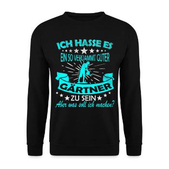 Gärtner Spruch Geschenk - Unisex Pullover - Schwarz - Vorne - Alina (178cm) & Michal (187cm)