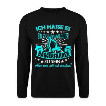 Baggerfahrer Spruch - Unisex Pullover - Schwarz - Vorne - Alina (178cm) & Michal (187cm)