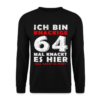 Crisp 64 64th Birthday 64 Years Gift - Unisex Sweatshirt - black - Front - Alina (178cm) & Michal (187cm)