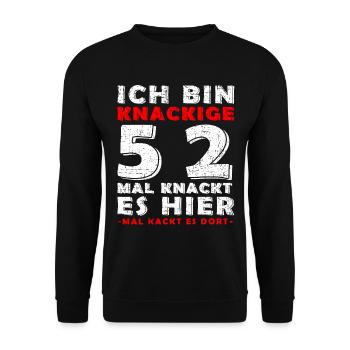 52. Geburtstag Geschenkidee 52 Jahre Alt Geschenk - Unisex Pullover - Schwarz - Vorne - Alina (178cm) & Michal (187cm)
