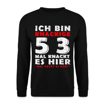 53. Geburtstag Geschenkidee 53 Jahre Alt Geschenk - Unisex Pullover - Schwarz - Vorne - Alina (178cm) & Michal (187cm)