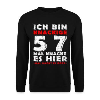 1966 Juli Limited Edition 57. Geburtstag Outfit - Unisex Pullover - Schwarz - Vorne - Alina (178cm) & Michal (187cm)
