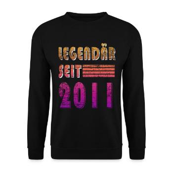 Original 2011 Jahrgang Vintage Geburtstag 2011 - Unisex Pullover - Schwarz - Vorne - Alina (178cm) & Michal (187cm)