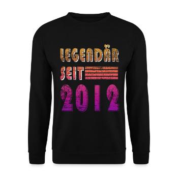 Original 2012 Jahrgang Vintage Geburtstag 2012 - Unisex Pullover - Schwarz - Vorne - Alina (178cm) & Michal (187cm)