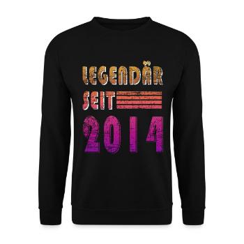 Original 2014 Jahrgang Vintage Geburtstag 2014 - Unisex Pullover - Schwarz - Vorne - Alina (178cm) & Michal (187cm)