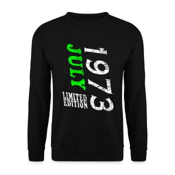 Anniversaire juillet 1973. Don juillet 1973. - Sweat-shirt Unisexe - noir - Devant - Alina (178cm) & Michal (187cm)