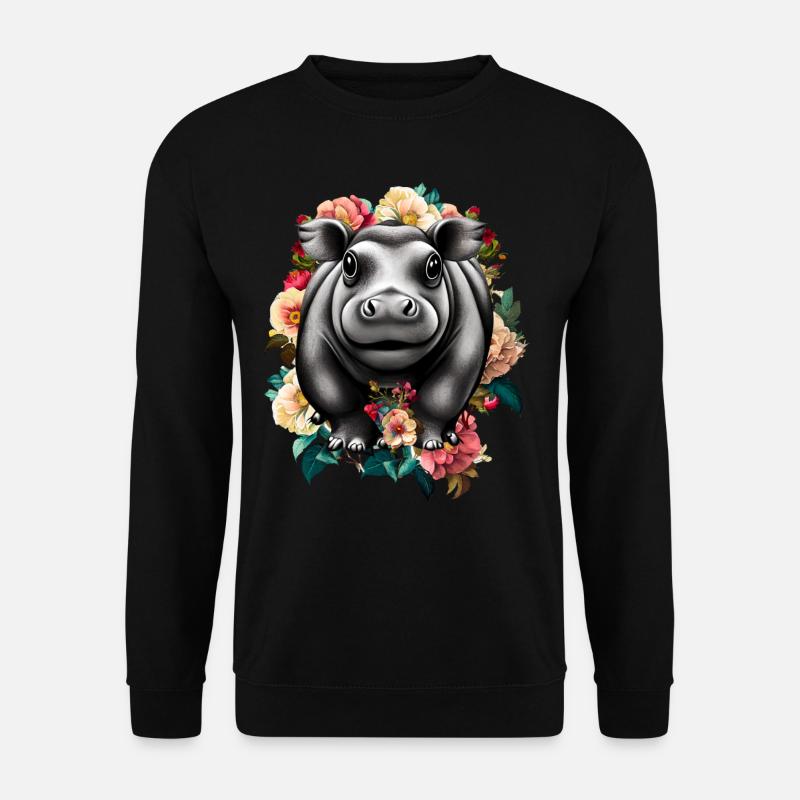 Fleurs d’hippopotame - Sweat-shirt Unisexe - noir