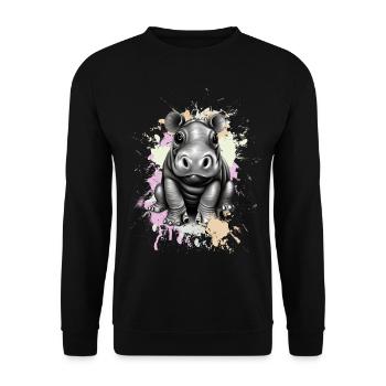 Nilpferd - Unisex Pullover - Schwarz - Vorne - Alina (178cm) & Michal (187cm)