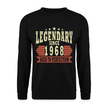 1968 Jahrgang Geburtstag Geburtsjahr 1968 Geschenk - Unisex Pullover - Schwarz - Vorne - Alina (178cm) & Michal (187cm)