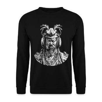 Innovativer Samurai: Sci-Fi & Sound T-Shirt - Unisex Pullover - Schwarz - Vorne - Alina (178cm) & Michal (187cm)