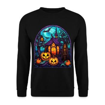 Halloween Stained Glass Stained Glass - Unisex Sweatshirt - black - Front - Alina (178cm) & Michal (187cm)