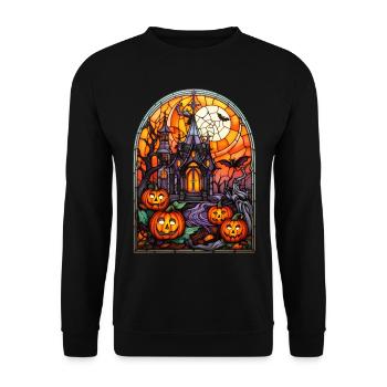 Halloween Stained Glass Stained Glass - Unisex Sweatshirt - black - Front - Alina (178cm) & Michal (187cm)