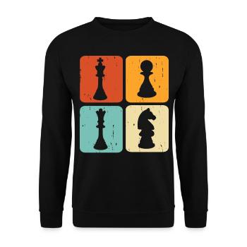Schach - Unisex Pullover - Schwarz - Vorne - Alina (178cm) & Michal (187cm)