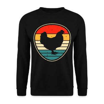 Hühner Huhn - Unisex Pullover - Schwarz - Vorne - Alina (178cm) & Michal (187cm)