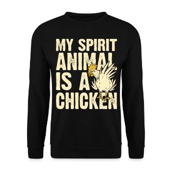 Hühner Huhn - Unisex Pullover - Schwarz - Vorne - Alina (178cm) & Michal (187cm)