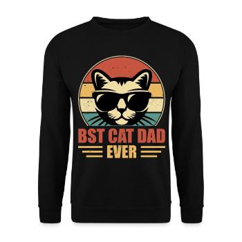 Katzen Papa Vater - Unisex Pullover - Schwarz - Vorne - Alina (178cm) & Michal (187cm)