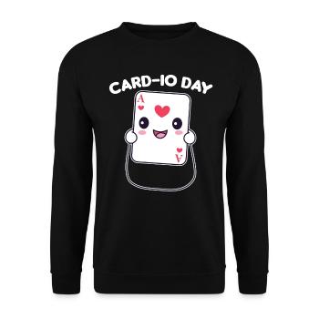 Card-io day Kartenspiel Wortspiel mit Sport - Unisex Pullover - Schwarz - Vorne - Alina (178cm) & Michal (187cm)