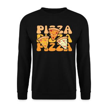 cute kawaii pizza süße pizzastücke - Unisex Pullover - Schwarz - Vorne - Alina (178cm) & Michal (187cm)