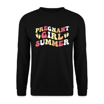 Groovy Pregnant Girl Summer - Unisex Sweatshirt - black - Front - Alina (178cm) & Michal (187cm)