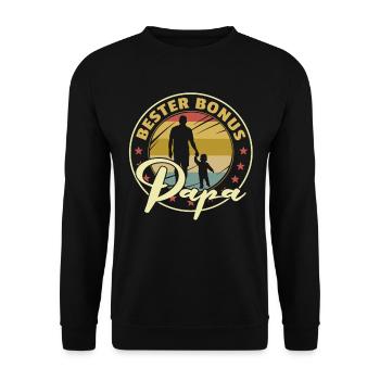 Bester Bonus Papa Stiefvater Vatertag Geschenk - Unisex Pullover - Schwarz - Vorne - Alina (178cm) & Michal (187cm)