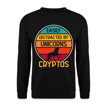 Crypto Crypto-monnaie Licorne - Sweat-shirt Unisexe - noir - Devant - Alina (178cm) & Michal (187cm)