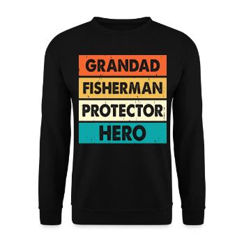 Grandpa Angler Protector Hero - Unisex Sweatshirt - black - Front - Alina (178cm) & Michal (187cm)
