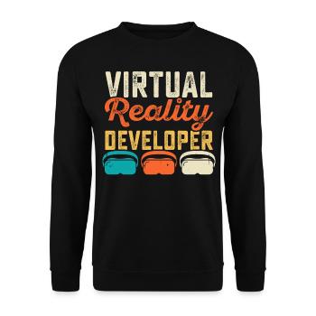 VR Virtuel Reality - Unisex Pullover - Schwarz - Vorne - Alina (178cm) & Michal (187cm)
