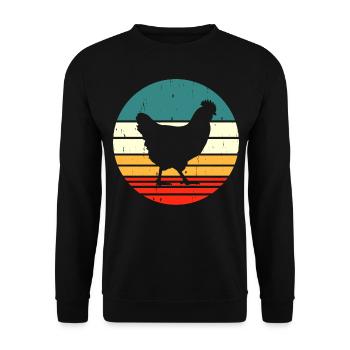 Hühner Huhn - Unisex Pullover - Schwarz - Vorne - Alina (178cm) & Michal (187cm)