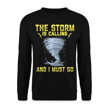 Sturmjäger Shirts | Unwetter Sturm Blitz Geschenke - Unisex Pullover - Schwarz - Vorne - Alina (178cm) & Michal (187cm)