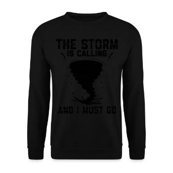 Sturmjäger Shirts | Unwetter Sturm Blitz Geschenke - Unisex Pullover - Schwarz - Vorne - Alina (178cm) & Michal (187cm)