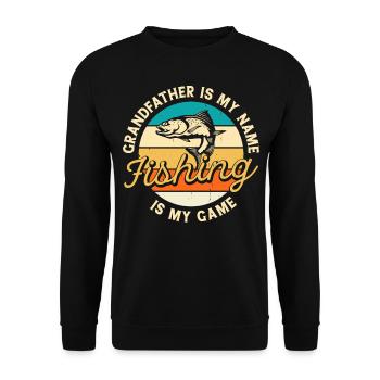 Opa Angeln Angler Fischen - Unisex Pullover - Schwarz - Vorne - Alina (178cm) & Michal (187cm)