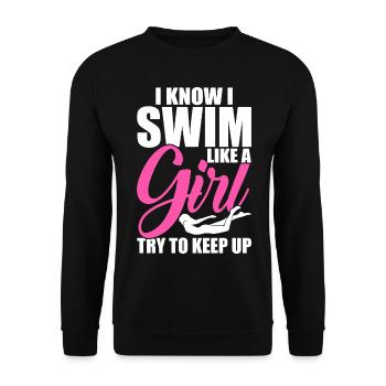 Swimming Float - Unisex Sweatshirt - black - Front - Alina (178cm) & Michal (187cm)
