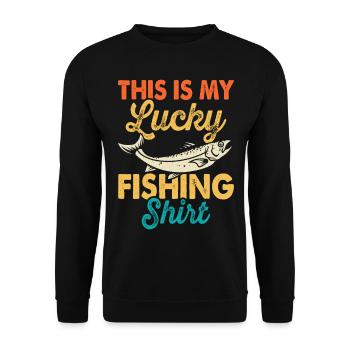 Angeln Angler Fischen - Unisex Pullover - Schwarz - Vorne - Alina (178cm) & Michal (187cm)