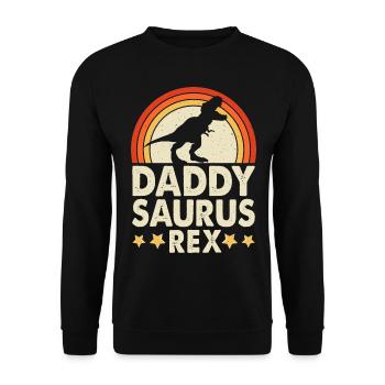 Daddy Saurus Rex Daddy Father Father's Day - Unisex Sweatshirt - black - Front - Alina (178cm) & Michal (187cm)