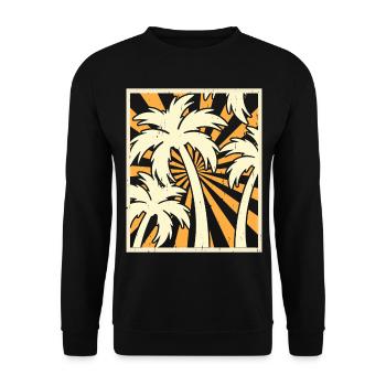 Palmen Retro Vintage - Unisex Pullover - Schwarz - Vorne - Alina (178cm) & Michal (187cm)