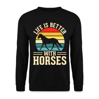 Horses - Unisex Sweatshirt - black - Front - Alina (178cm) & Michal (187cm)