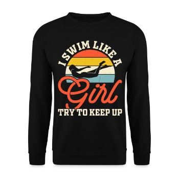 Swimming Float - Unisex Sweatshirt - black - Front - Alina (178cm) & Michal (187cm)