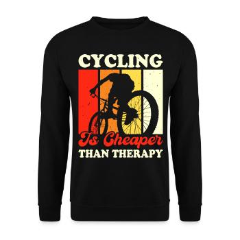 Cycling Is Cheaper Than Therapy - Unisex Pullover - Schwarz - Vorne - Alina (178cm) & Michal (187cm)