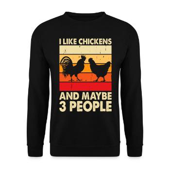 Hühner Huhn - Unisex Pullover - Schwarz - Vorne - Alina (178cm) & Michal (187cm)