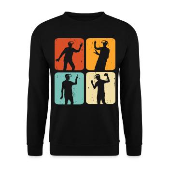 VR Virtuel Reality - Unisex Pullover - Schwarz - Vorne - Alina (178cm) & Michal (187cm)