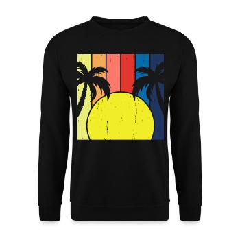 Palmiers Sunrise Retro Vintage - Sweat-shirt Unisexe - noir - Devant - Alina (178cm) & Michal (187cm)