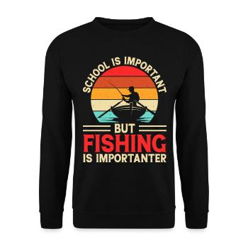 Angeln Angler Fischen - Unisex Pullover - Schwarz - Vorne - Alina (178cm) & Michal (187cm)